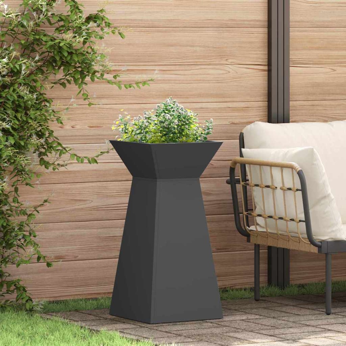 vidaXL Γλάστρα Πυλώνας Μαύρο 35 x 35 x 73 εκ.