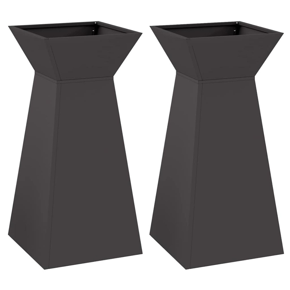vidaXL Γλάστρα Πυλώνας 2 τμχ. Μαύρο 35 x 35 x 73 εκ.