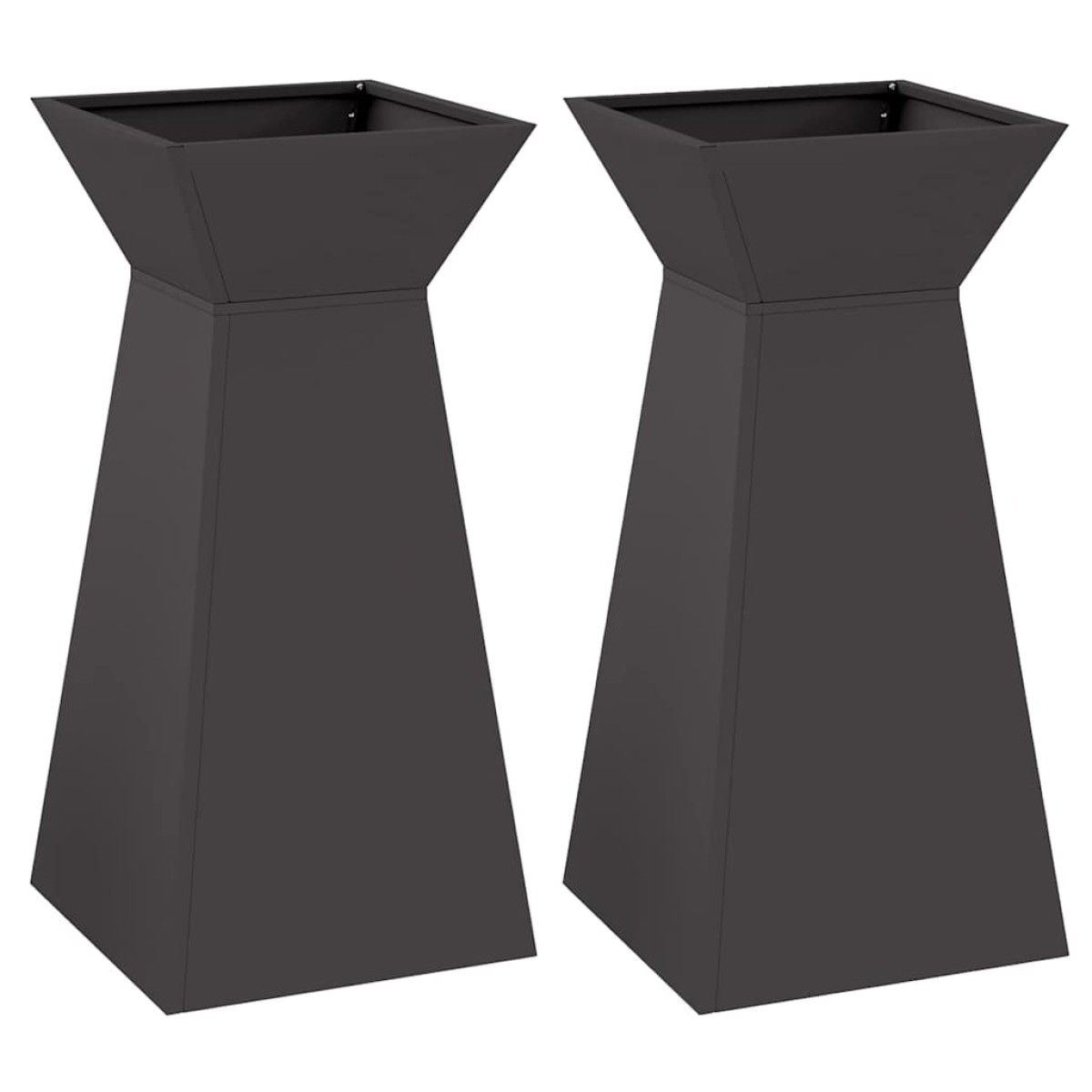 vidaXL Γλάστρα Πυλώνας 2 τμχ. Μαύρο 35 x 35 x 73 εκ.