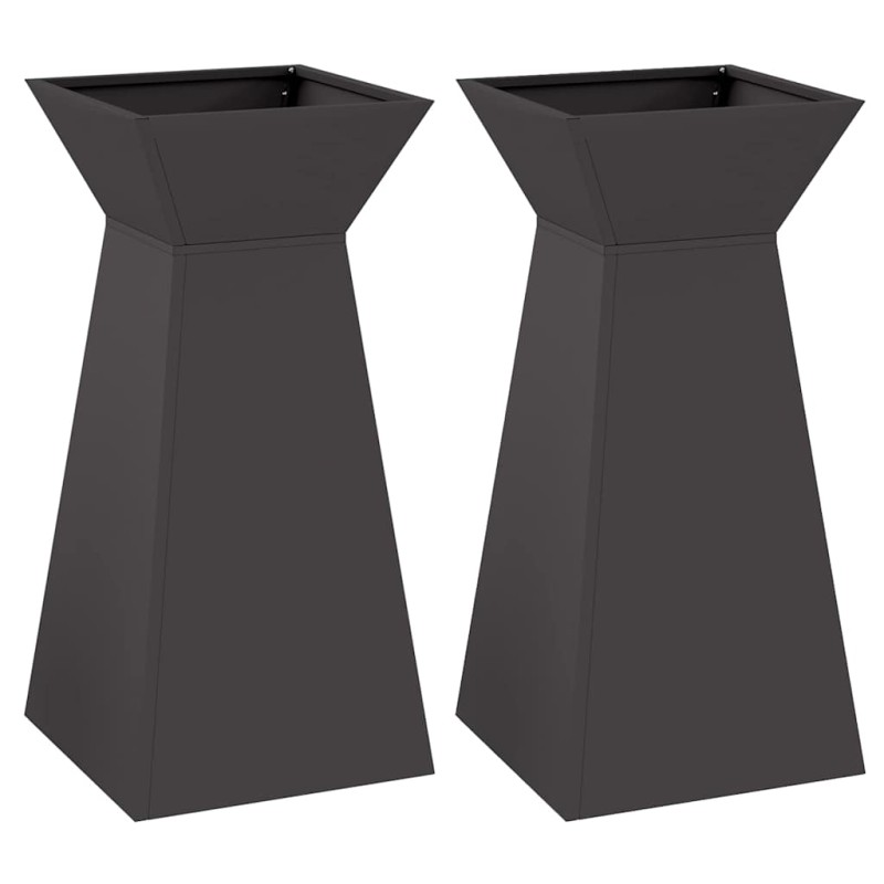 vidaXL Γλάστρα Πυλώνας 2 τμχ. Μαύρο 35 x 35 x 73 εκ.