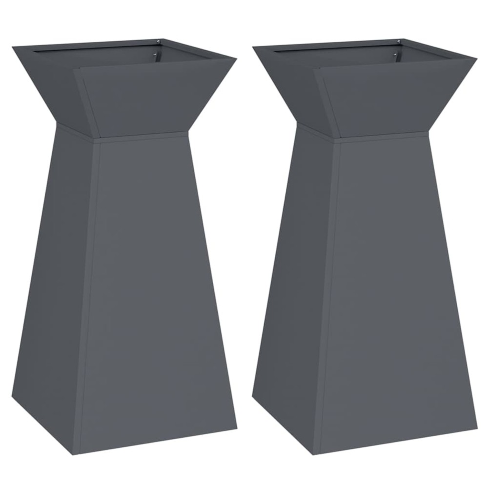 vidaXL Γλάστρα Πυλώνας 2 τμχ. Ανθρακί 35 x 35 x 73 εκ.
