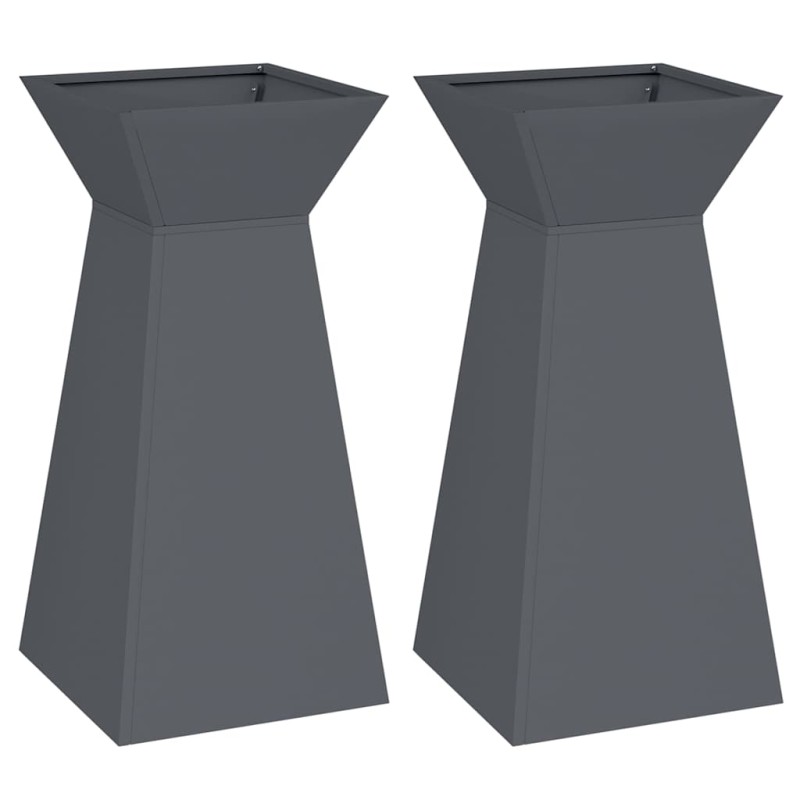 vidaXL Γλάστρα Πυλώνας 2 τμχ. Ανθρακί 35 x 35 x 73 εκ.