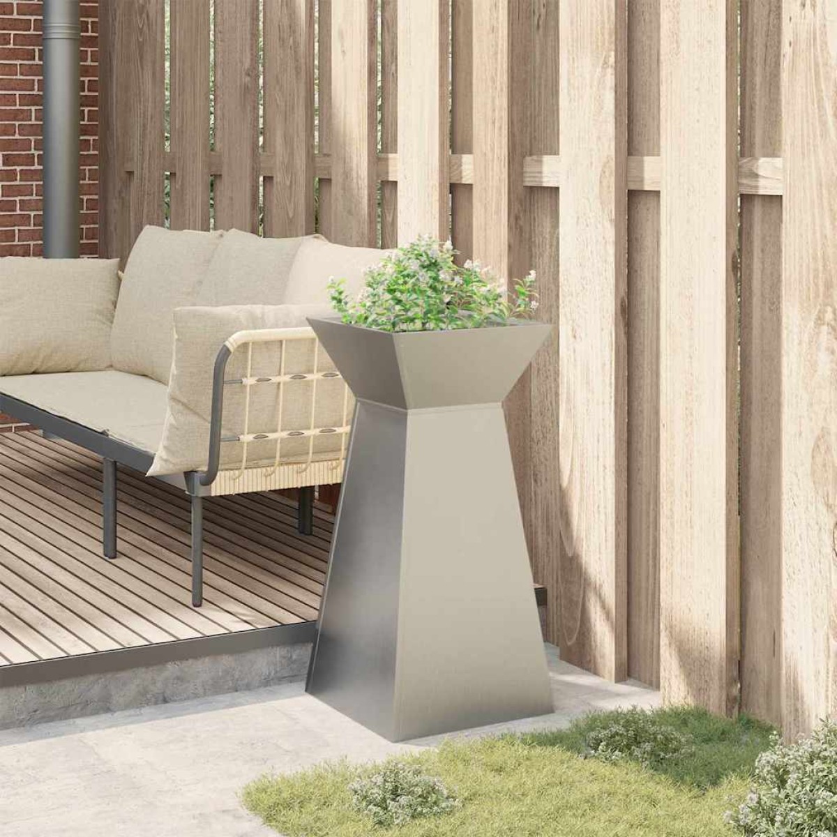 vidaXL Γλάστρα Πυλώνας Ασημί 35 x 35 x 73 εκ. Ανοξείδωτο ατσάλι