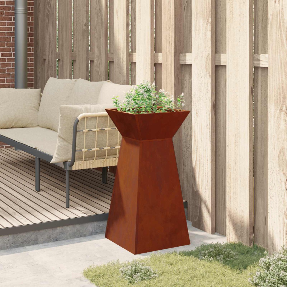 vidaXL Γλάστρα Πυλώνας Σκ rusty 35 x 35 x 73 εκ.