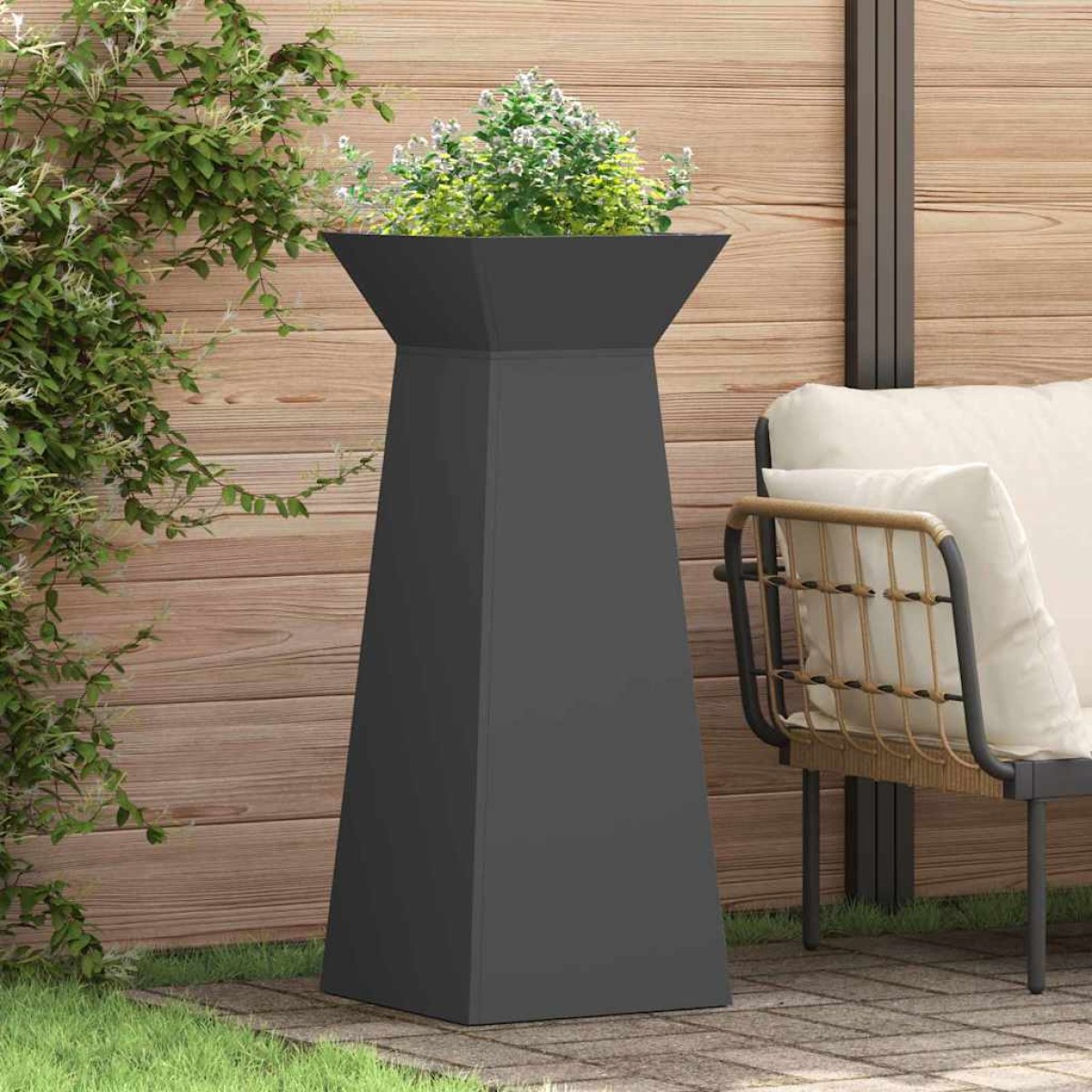 vidaXL Γλάστρα Πυλώνας Μαύρο 40 x 40 x 100 cm