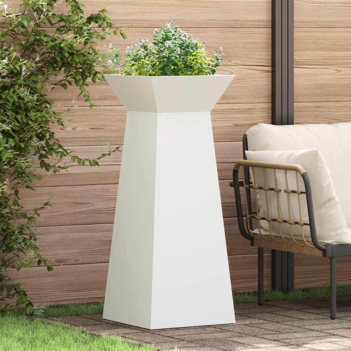 vidaXL Γλάστρα Πυλώνας Λευκό 40 x 40 x 100 cm