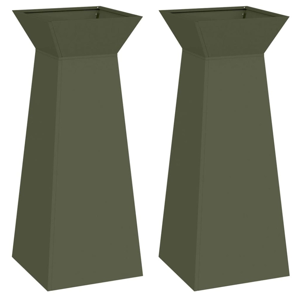vidaXL Γλάστρα Πυλώνας 2 τμχ. Ελιά 40 x 40 x 100 cm