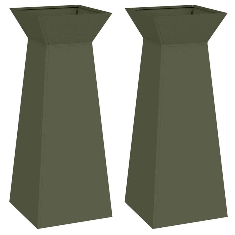 vidaXL Γλάστρα Πυλώνας 2 τμχ. Ελιά 40 x 40 x 100 cm
