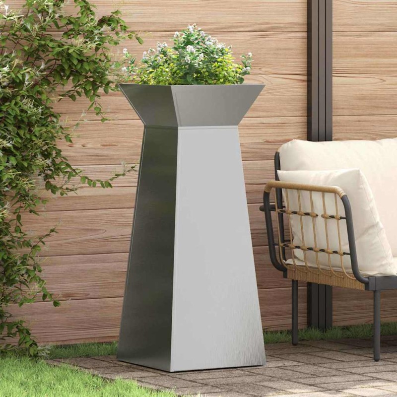 vidaXL Γλάστρα Πυλώνας 2 τμχ. Ασημί 40 x 40 x 100 cm