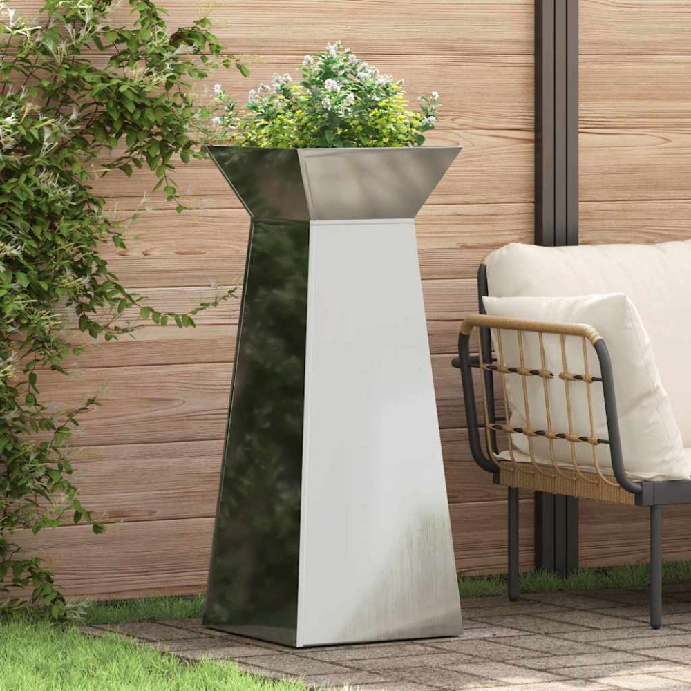 vidaXL Γλάστρα Πυλώνας Ασημί 40 x 40 x 100 cm