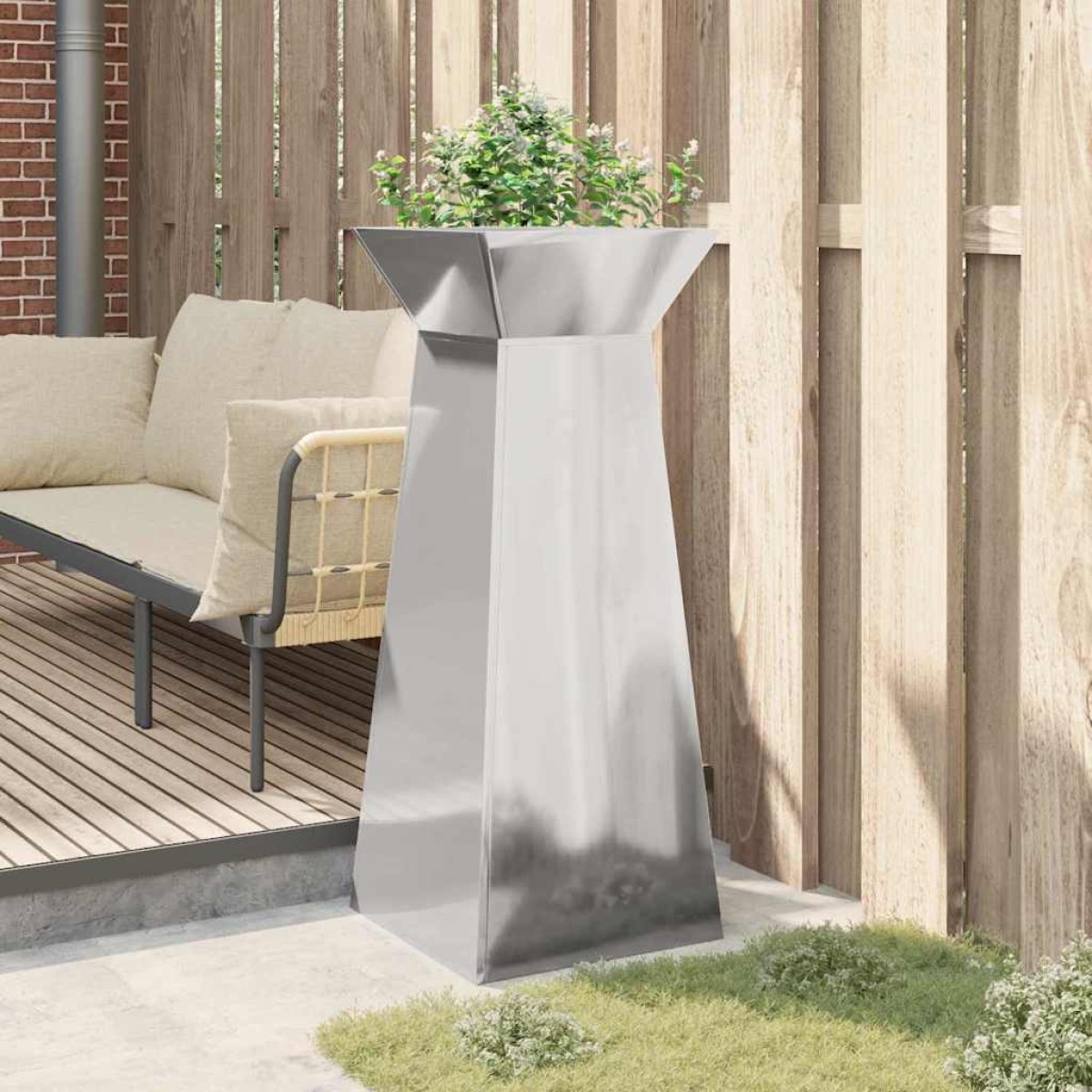 vidaXL Γλάστρα Πυλώνας Ασημί 40 x 40 x 100 cm