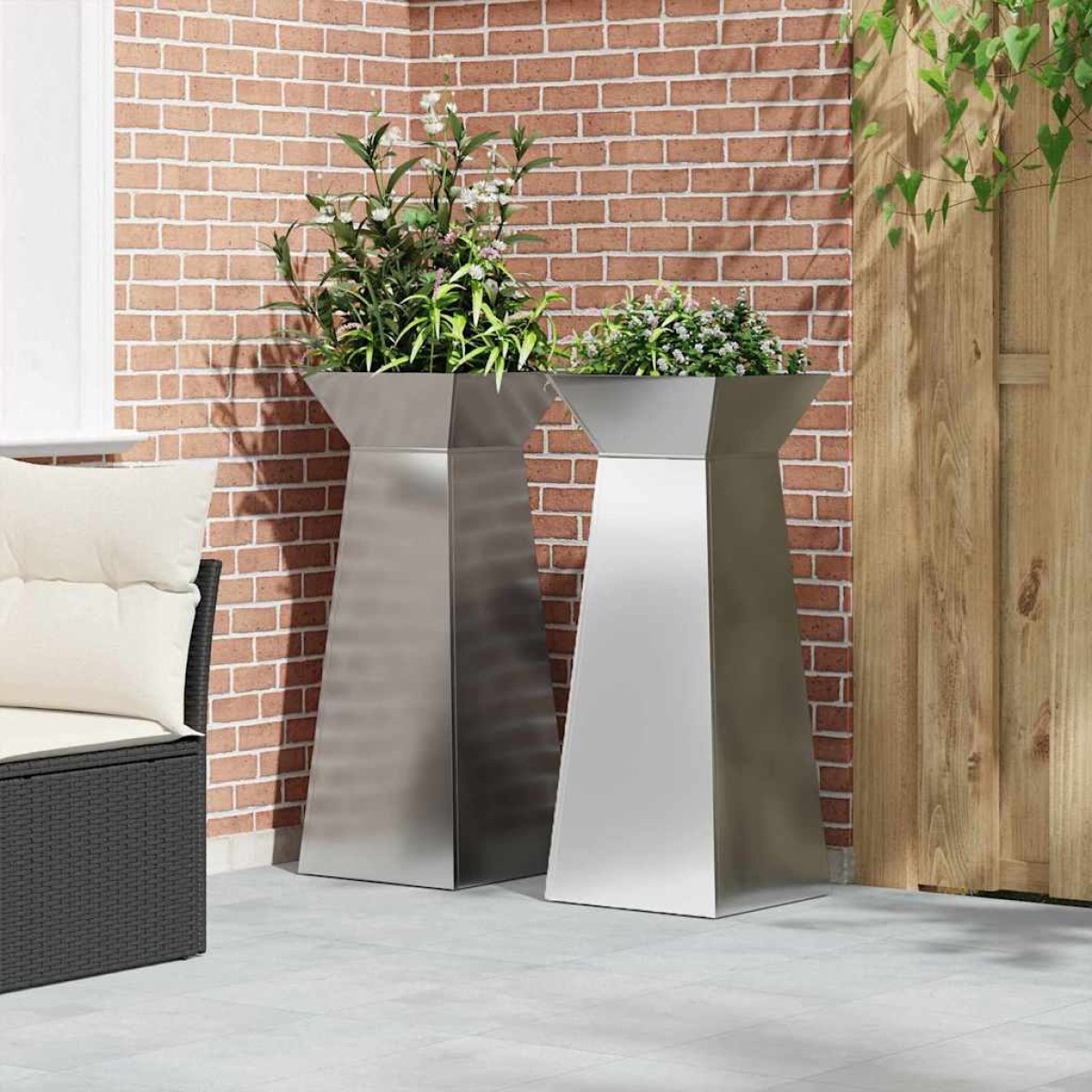 vidaXL Γλάστρα Πυλώνας 2 τμχ. Ασημί 40 x 40 x 100 cm