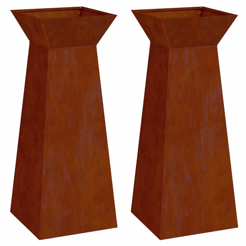 vidaXL Γλάστρα Πυλώνας 2 τμχ. Σκ rusty 40 x 40 x 100 cm