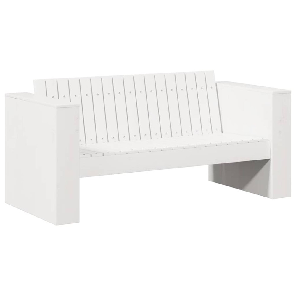 vidaXL Καναπές Κήπου Λευκό 134 x 60 x 62 cm Στερεά ξυλεία πεύκου