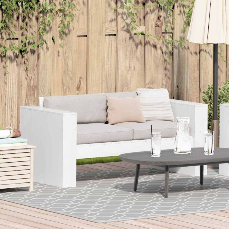 vidaXL Καναπές Κήπου Λευκό 134 x 60 x 62 cm Στερεά ξυλεία πεύκου