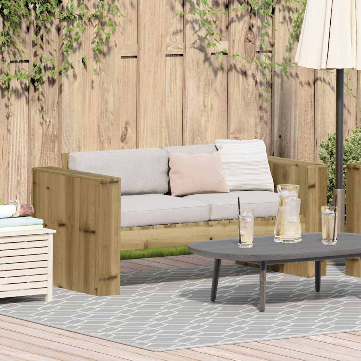 vidaXL Καναπές Κήπου Πράσινο 134 x 60 x 62 cm Στερεά ξυλεία πεύκου