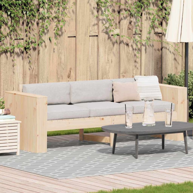 vidaXL Καναπές Κήπου Φυσικό 185,5 x 60 x 62 εκ. Στερεά ξυλεία πεύκου