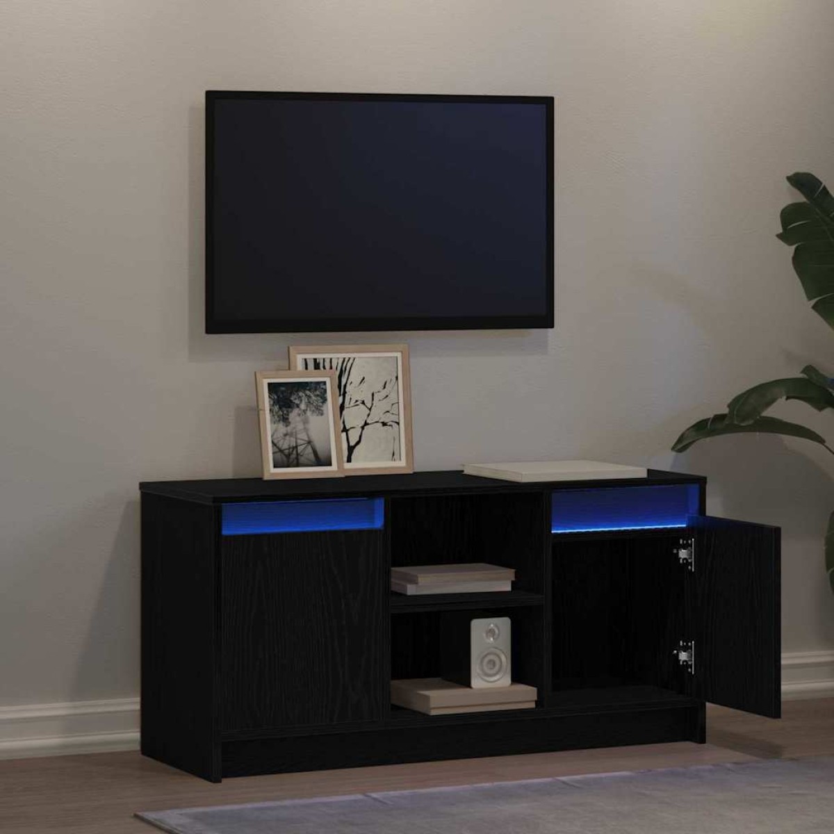 vidaXL Μονάδες TV 100 x 34 x 50 εκ Μαύρο Επεξεργασμένο ξύλο