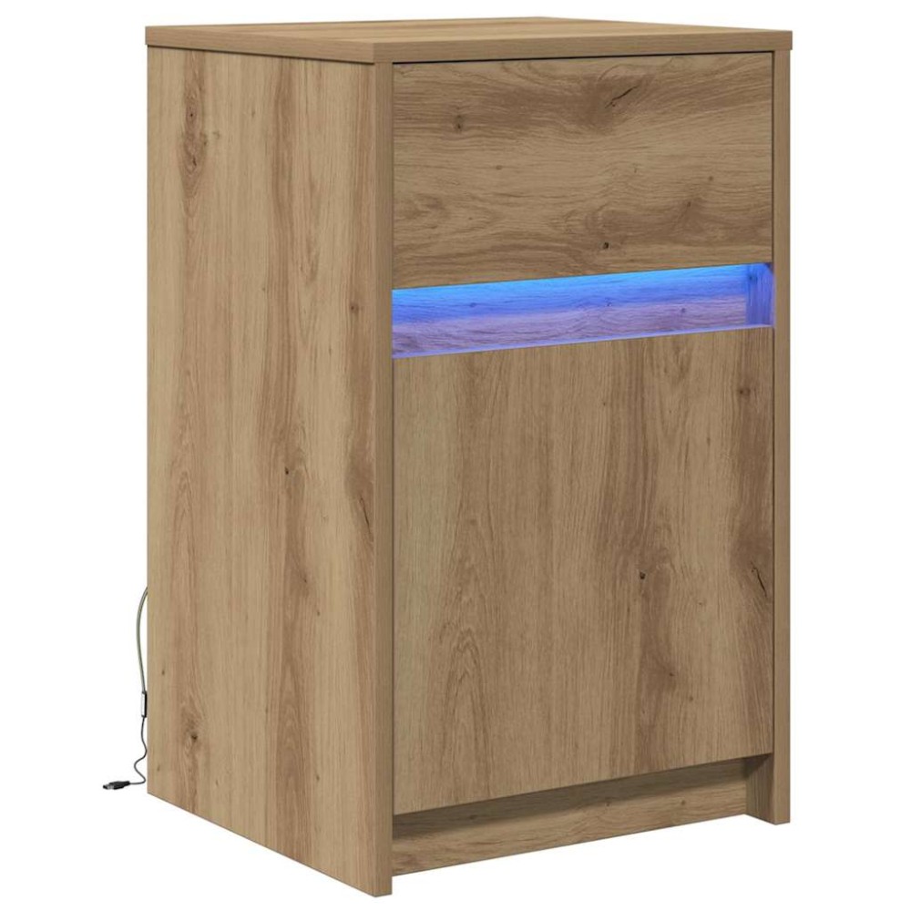 vidaXL LED Κρεβατάκι Ντουλάπα artisan δρυς 38 x 34 x 61 εκ.