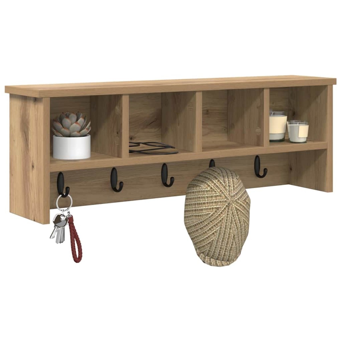 vidaXL Τοίχου Κρεμάστρα Επιτοίχιο Artisan Oak 75 x 16 x 26 εκ