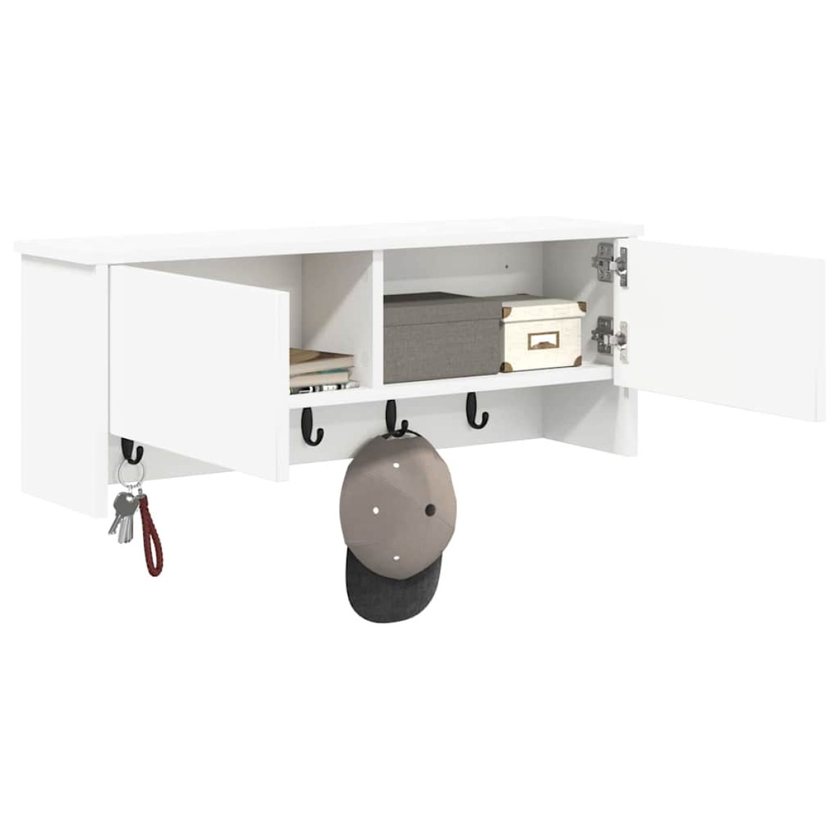 vidaXL Τοίχου Κρεμάστρα Επιτοίχιο Λευκό 80 x 20 x 30 cm