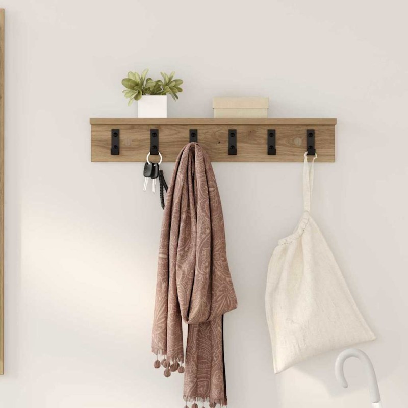 vidaXL Τοίχου Κρεμάστρα Επιτοίχιο Artisan Oak 60 x 10,5 x 10,5 εκ