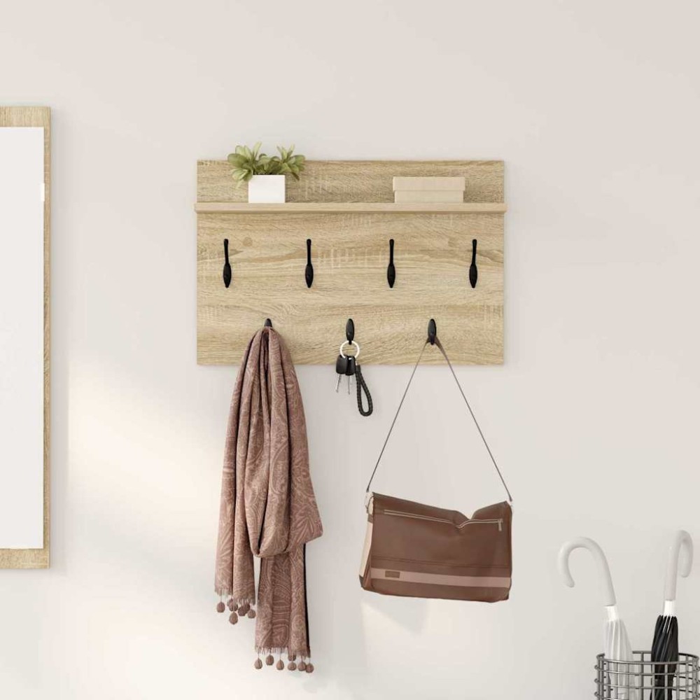 vidaXL Τοίχου Κρεμάστρα Επιτοίχιο Δρύς Sonoma 60 x 40 x 12 cm