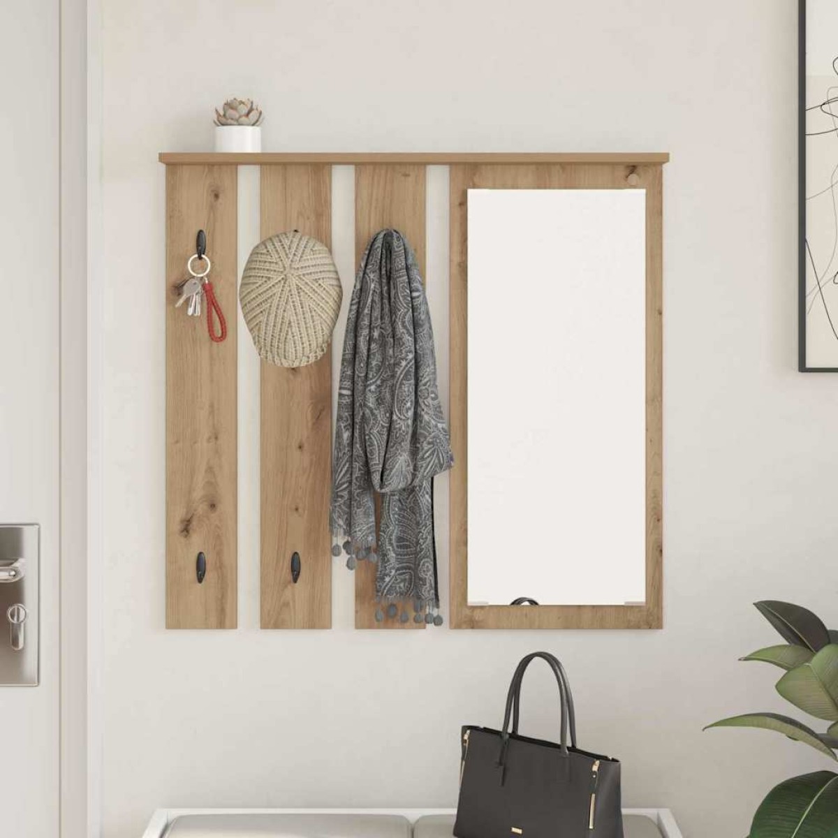 vidaXL Τοίχου Κρεμάστρα Επιτοίχιο artisan δρυς 84 x 10 x 80 εκ.