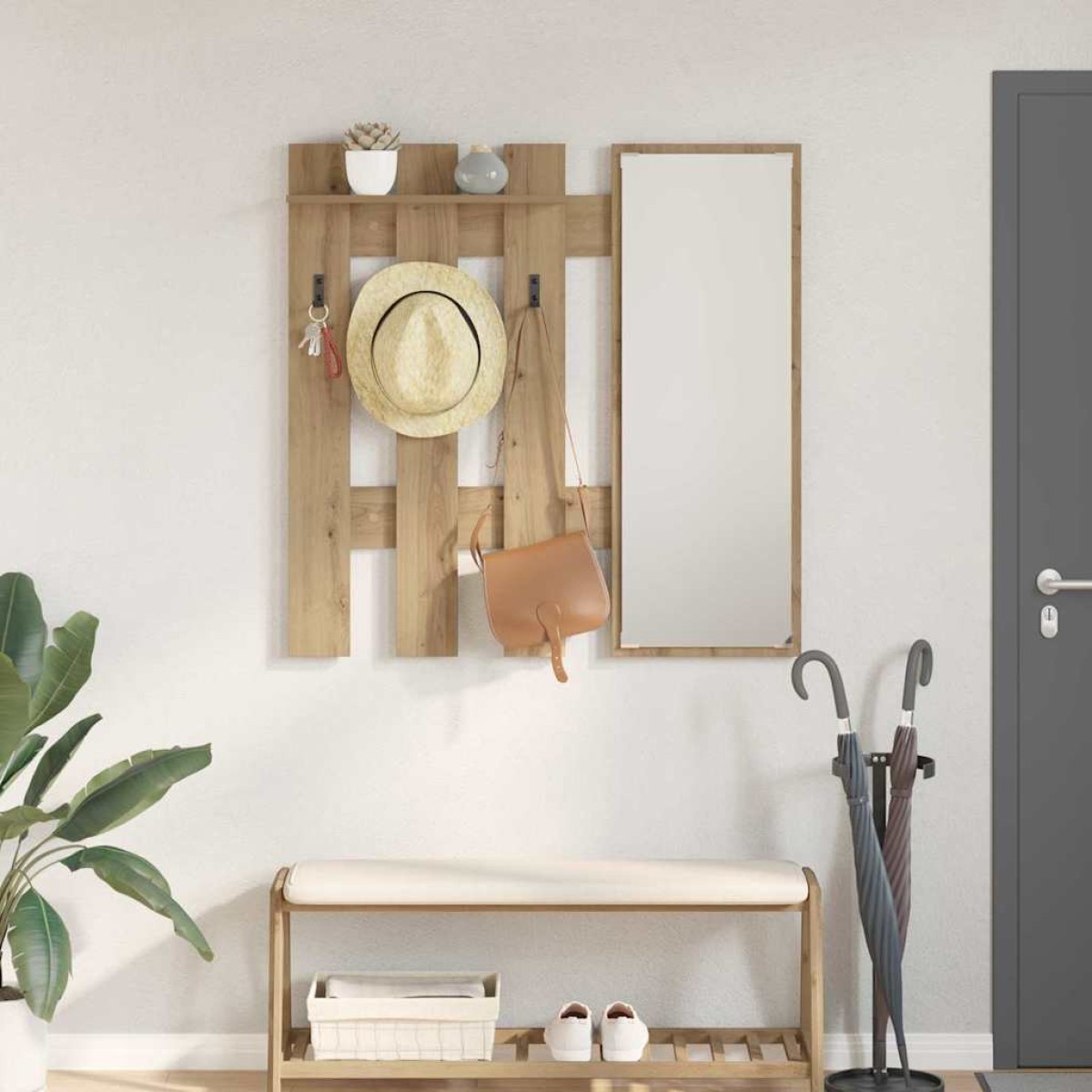 vidaXL Τοίχου Κρεμάστρα Επιτοίχιο Artisan Oak 100 x 10 x 100 εκ.