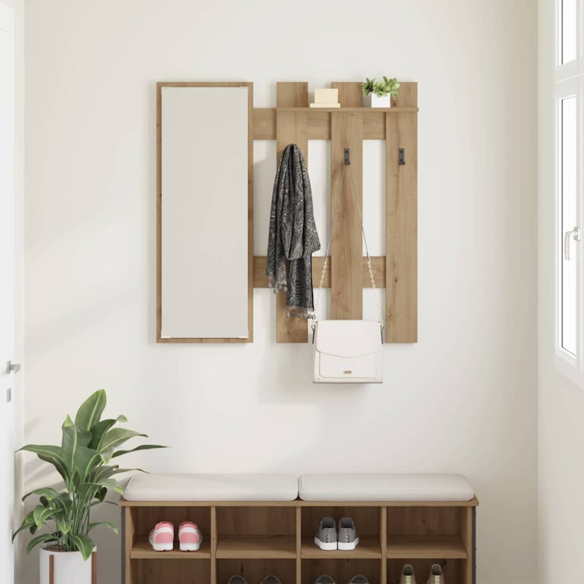 vidaXL Τοίχου Κρεμάστρα Επιτοίχιο Artisan Oak 100 x 10 x 100 εκ.