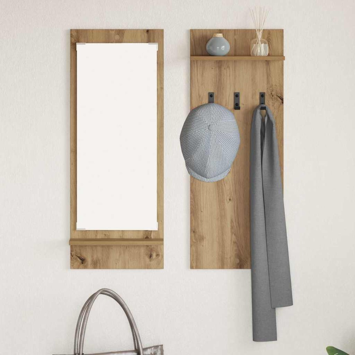vidaXL Τοίχου Κρεμάστρα Επιτοίχιο Artisan Oak 70 x 10 x 90 εκ.