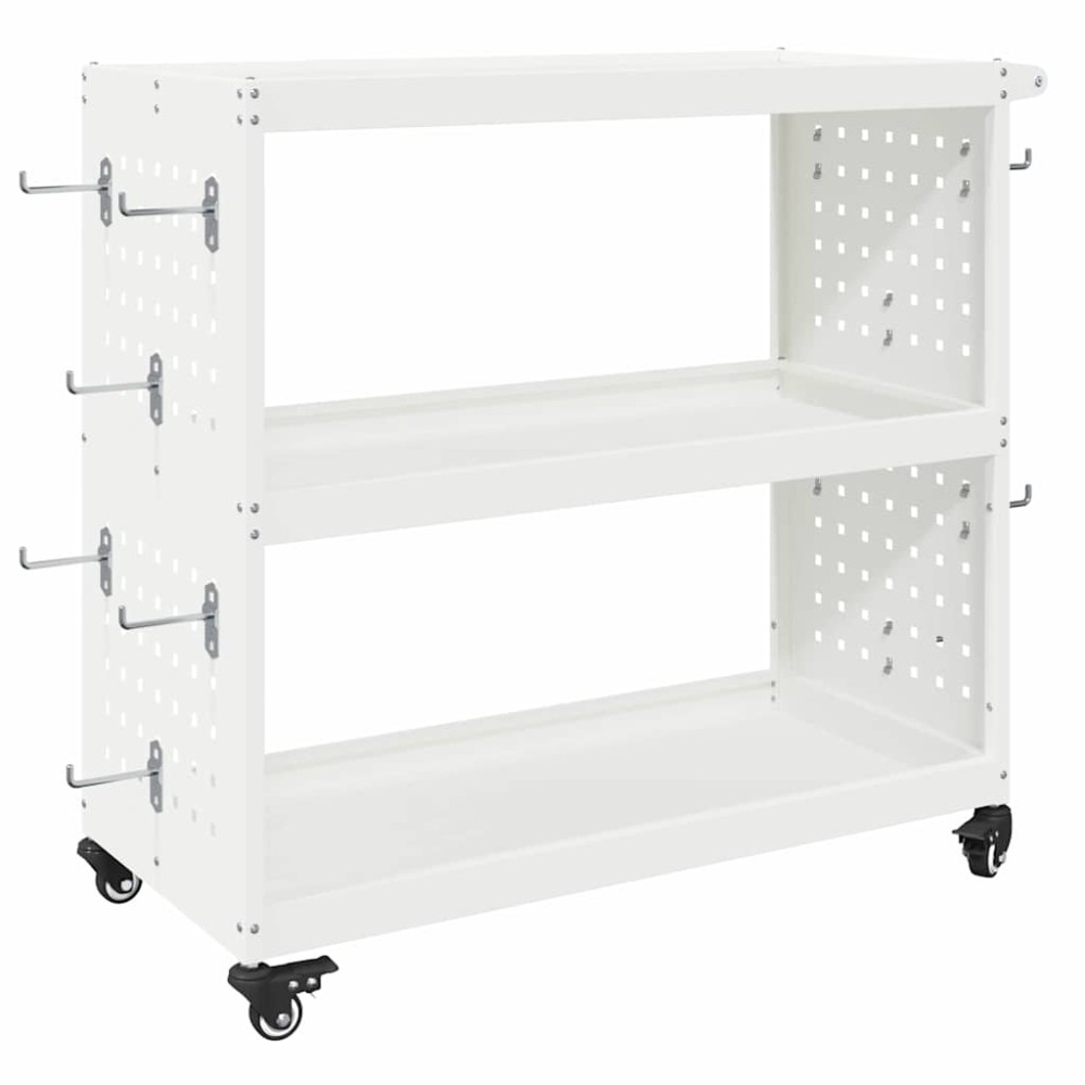 vidaXL Καρότσι εργαλείων Λευκό 75 x 35 x 73 εκ. Ψυχρής έλασης χάλυβας