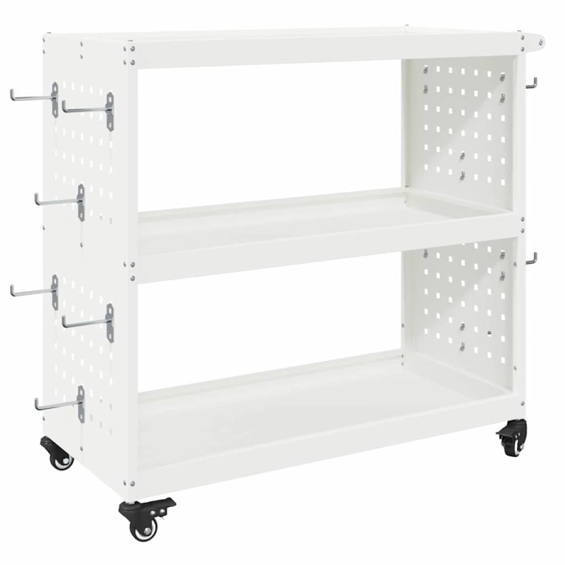 vidaXL Καρότσι εργαλείων Λευκό 75 x 35 x 73 εκ. Ψυχρής έλασης χάλυβας