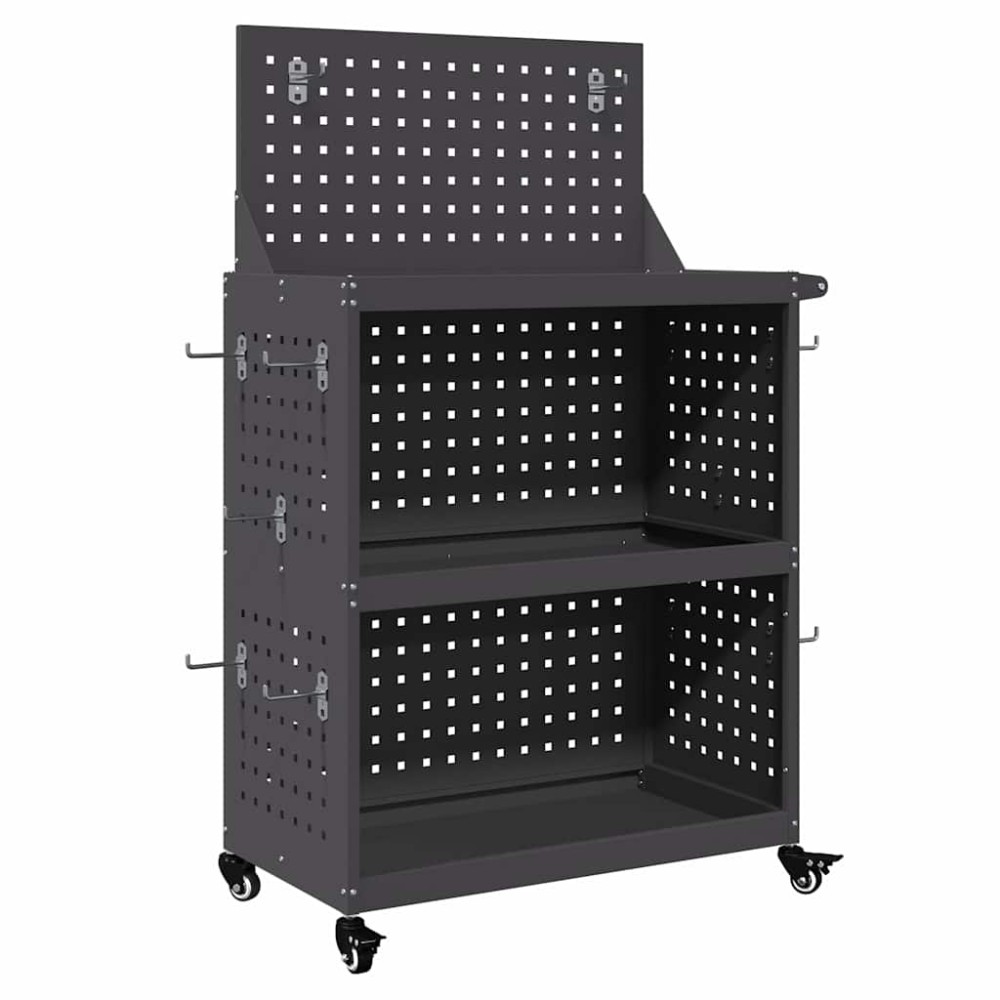 vidaXL Καρότσι εργαλείων Μαύρο 65 x 35 x 111 εκ Ψυχρής έλασης χάλυβας