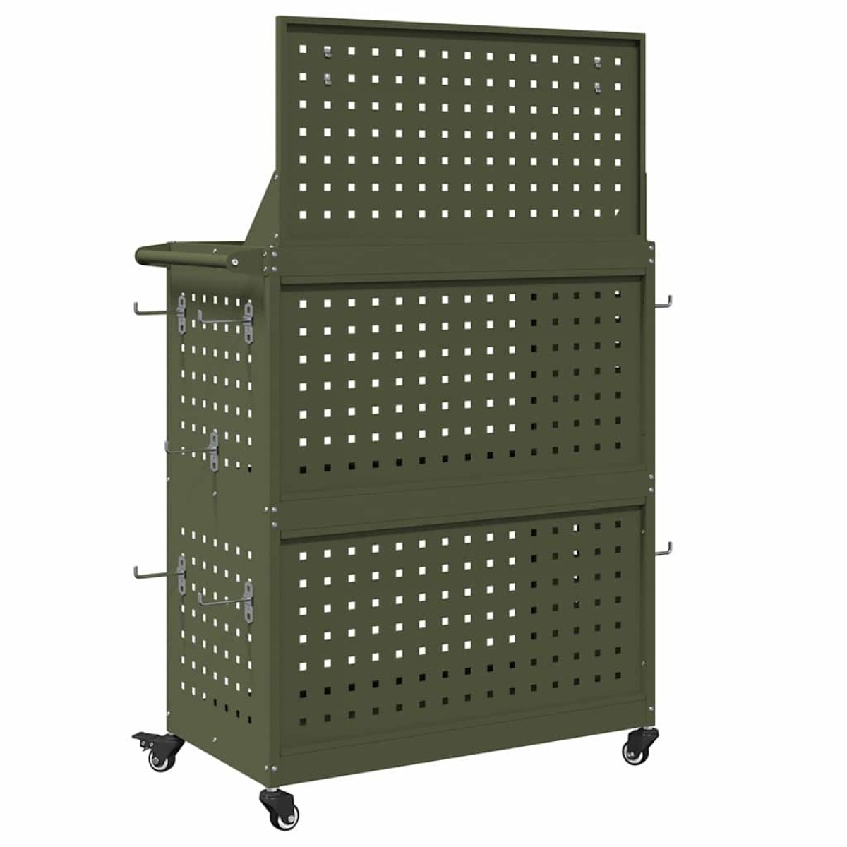 vidaXL Καρότσι εργαλείων με ράφι Ελιά Πράσινη 65 x 35 x 111 εκ