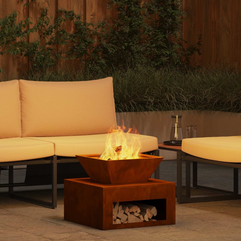 vidaXL Φωτιά Σκ rusty 50 x 50 x 40 cm Ατσάλι Σκληρυθέν στον Αέρα
