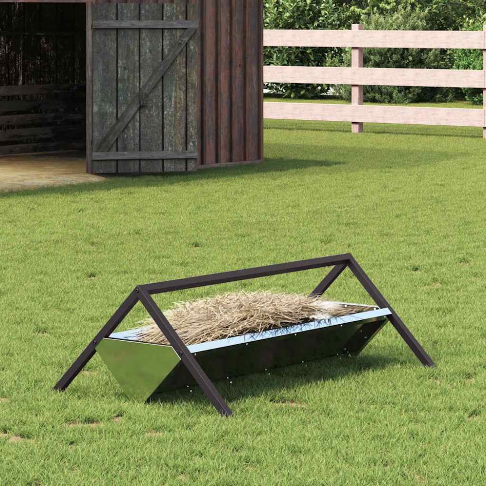 vidaXL Ταΐστρα για ζώα Ασημί 111 x 76 x 38 εκ 10 kg