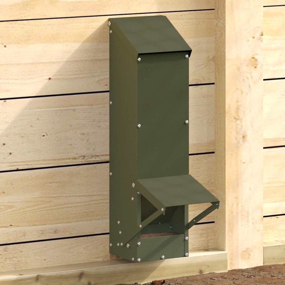 vidaXL Ταΐστρα κοτόπουλων Ελιά Πράσινη 13 x 12 x 51 εκ.