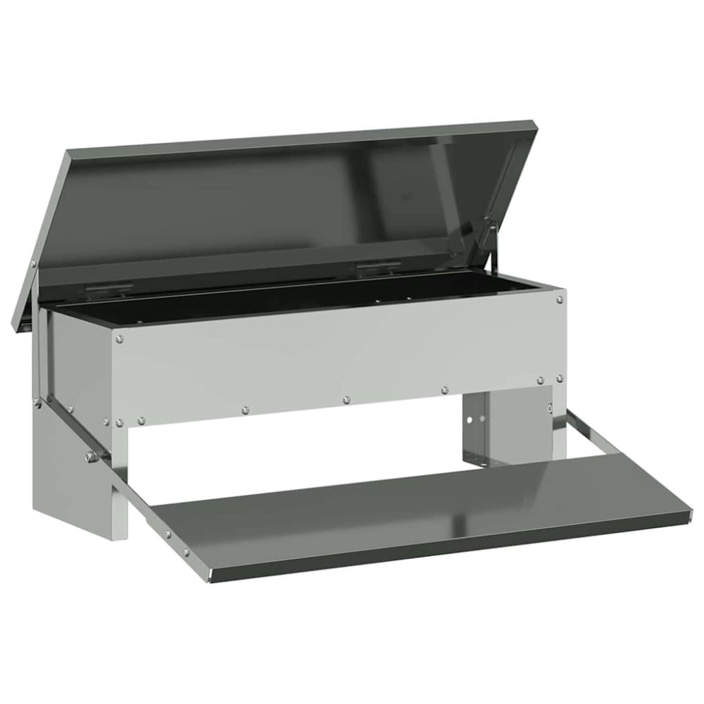 vidaXL Ταΐστρα Κοτόπουλου με Πεντάλ Ασημί 48,5 x 39,5 x 19 εκ. 5 kg