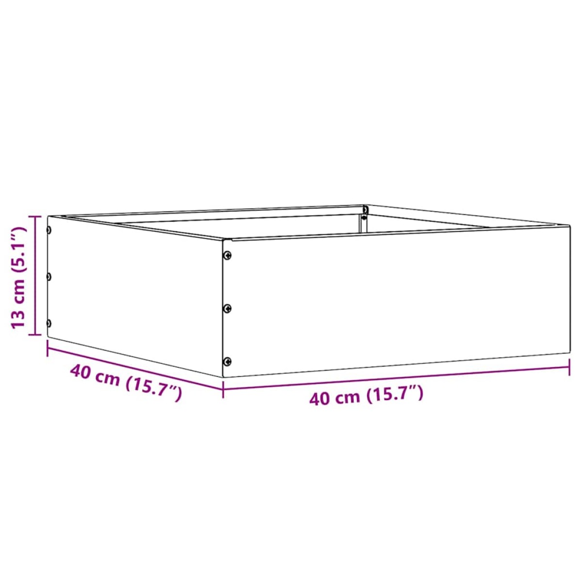 vidaXL Περίγραμμα γκαζόν 40 x 40 x 13 cm Ατσάλι Μαύρο