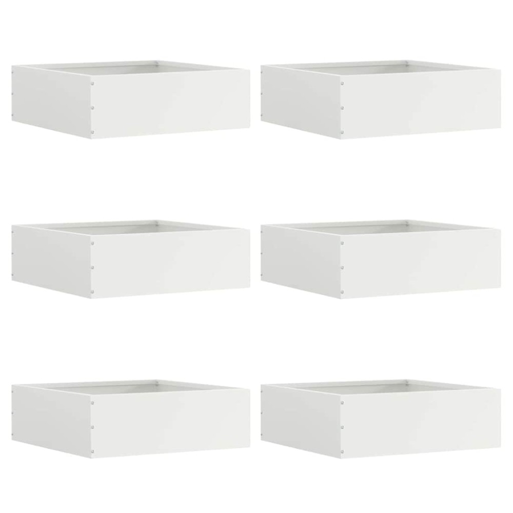 vidaXL Περίγραμμα γκαζόν 6 τμχ. 40 x 40 x 13 cm Ατσάλι Λευκό