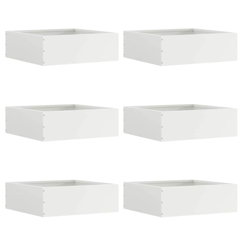 vidaXL Περίγραμμα γκαζόν 6 τμχ. 40 x 40 x 13 cm Ατσάλι Λευκό