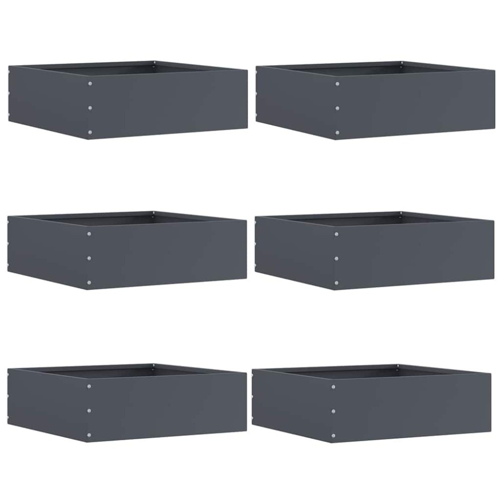 vidaXL Περίγραμμα γκαζόν 6 τμχ. 40 x 40 x 13 cm Ατσάλι Ανθρακί