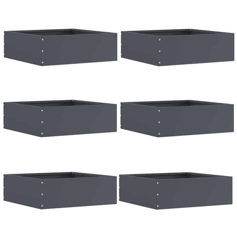 vidaXL Περίγραμμα γκαζόν 6 τμχ. 40 x 40 x 13 cm Ατσάλι Ανθρακί