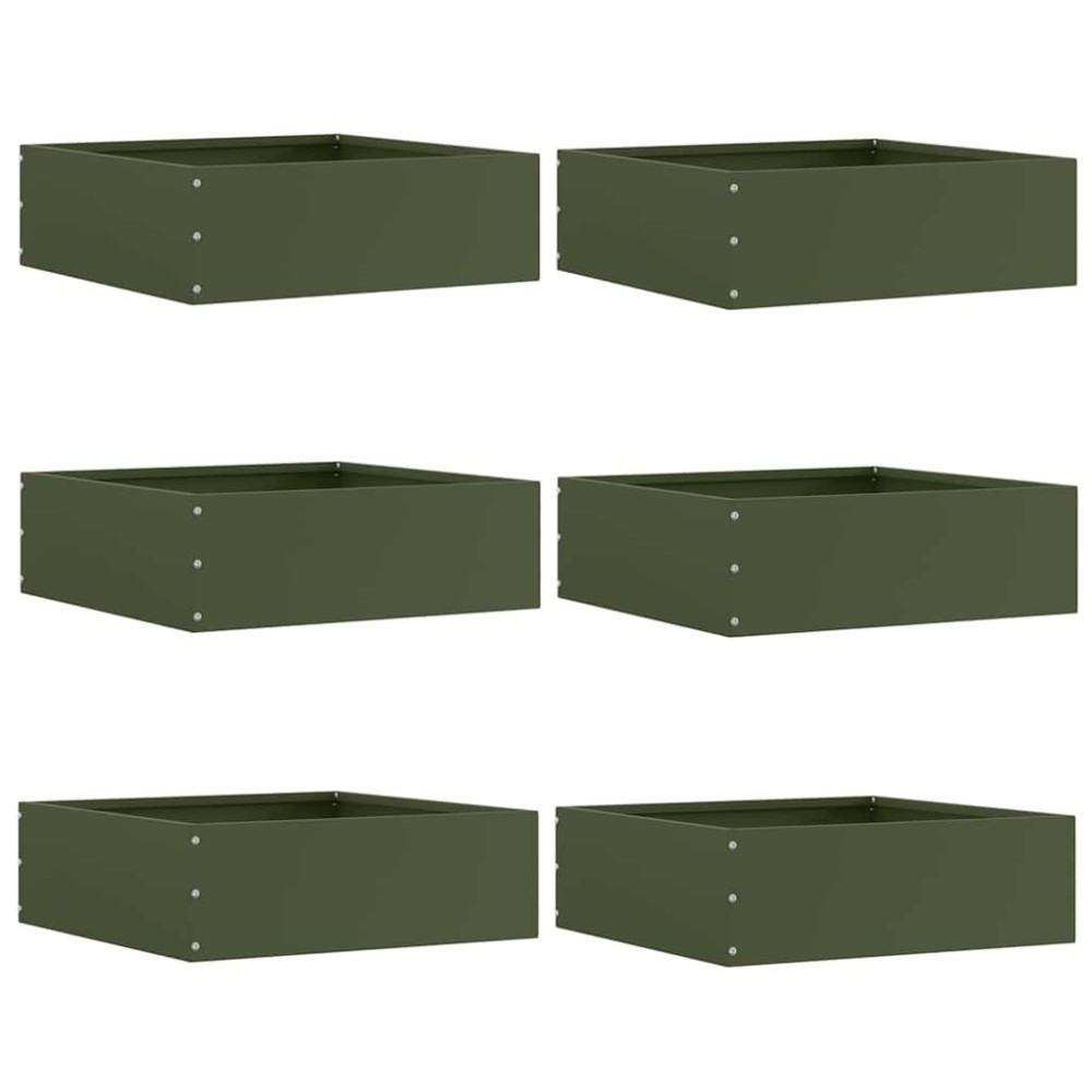 vidaXL Περίγραμμα γκαζόν 6 τμχ. 40 x 40 x 13 cm Ατσάλι Λαδί