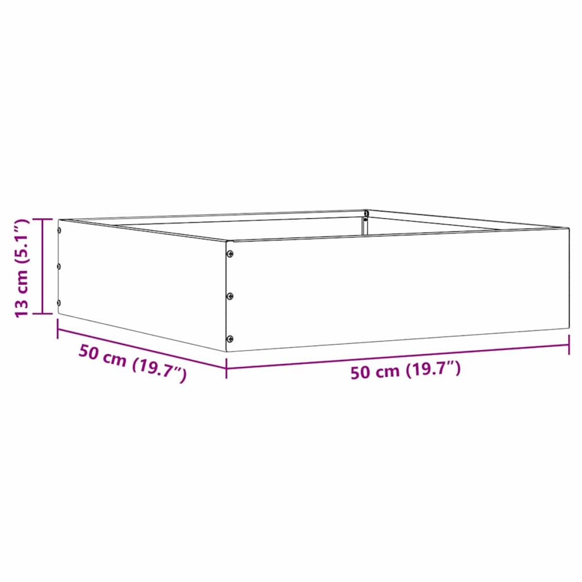 vidaXL Περίγραμμα γκαζόν 50 x 50 x 13 εκ Ατσάλι Λαδί