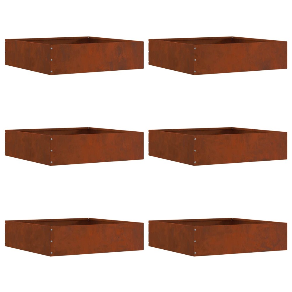 vidaXL Περίγραμμα γκαζόν 6 τμχ. 50 x 50 x 13 εκ Σκ rusty