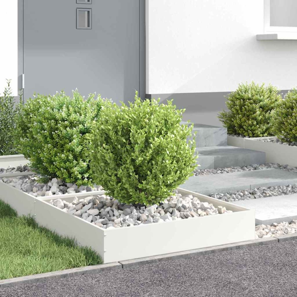 vidaXL Περίγραμμα γκαζόν 6 τμχ. 60 x 60 x 13 εκ Ατσάλι Λευκό