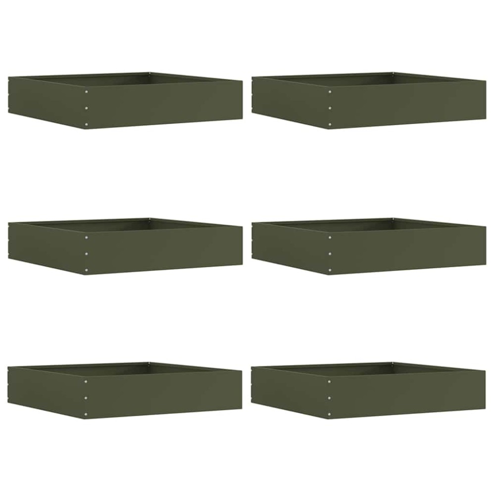 vidaXL Περίγραμμα γκαζόν 6 τμχ. 60 x 60 x 13 εκ Ατσάλι Λαδί