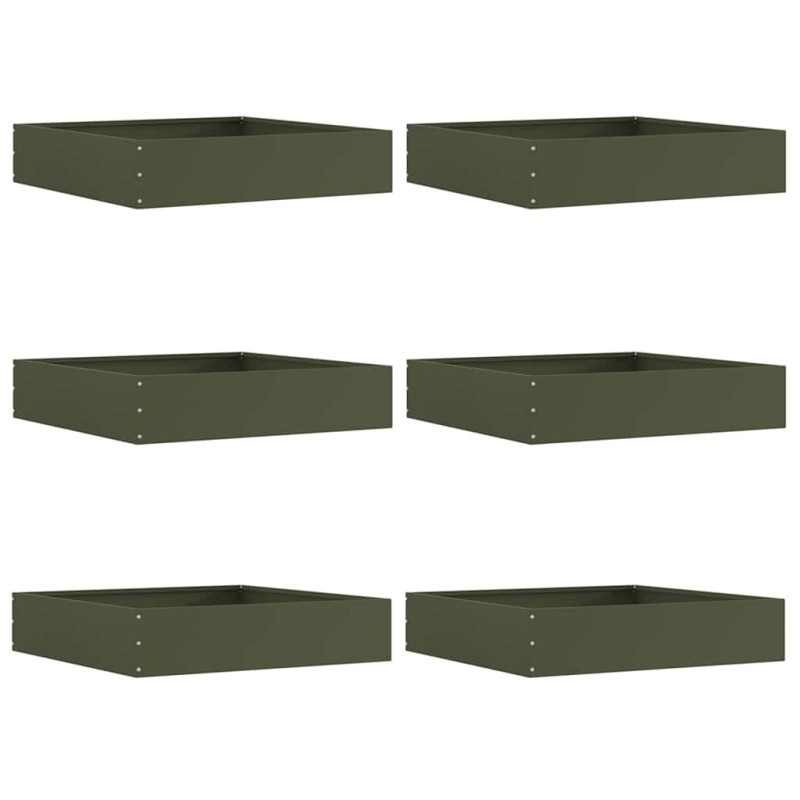 vidaXL Περίγραμμα γκαζόν 6 τμχ. 60 x 60 x 13 εκ Ατσάλι Λαδί